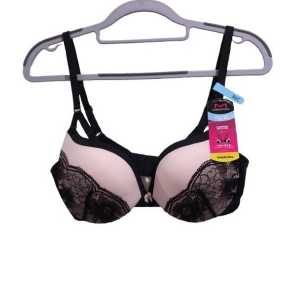 NEW Maidenform Love the Lift Push Up Underwire Bra Pink Black Size 36C DM9900 - Picture 1 of 5